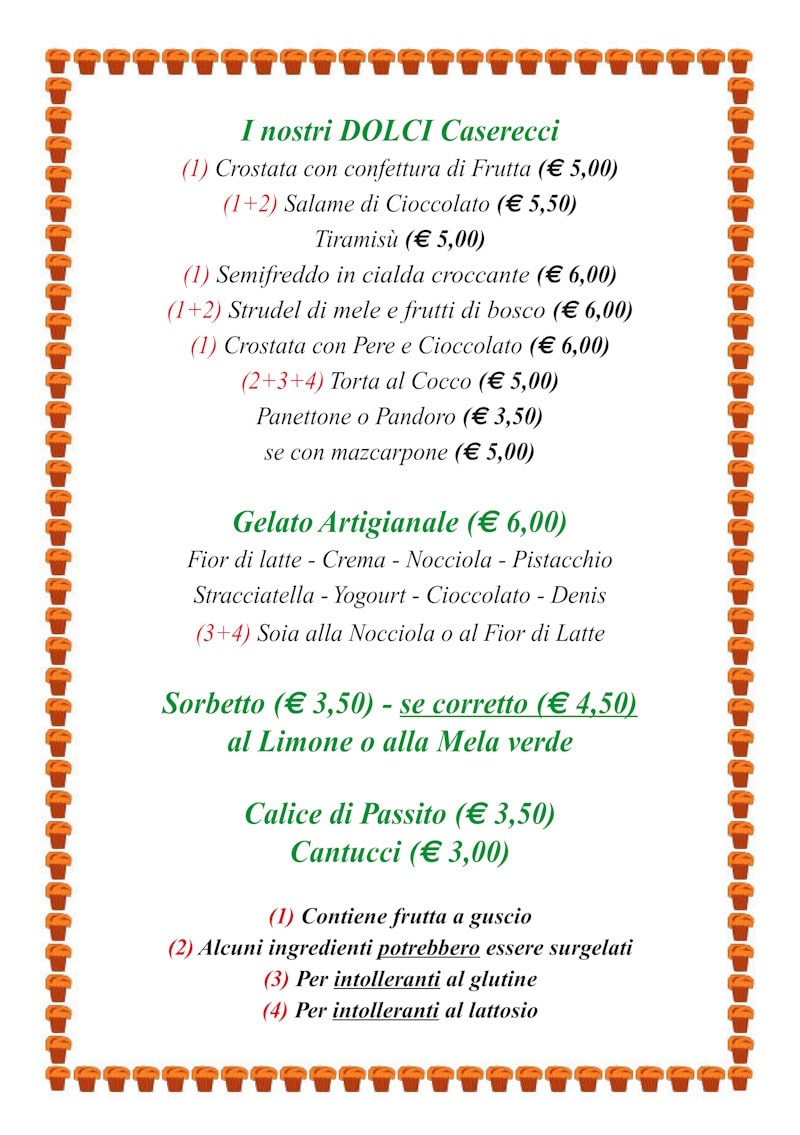 Lista DOLCI osteria 